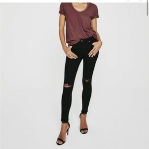 AG Adriano Goldschmied The Legging Ankle Super Skinny Ankle Black Ripped Jean 27